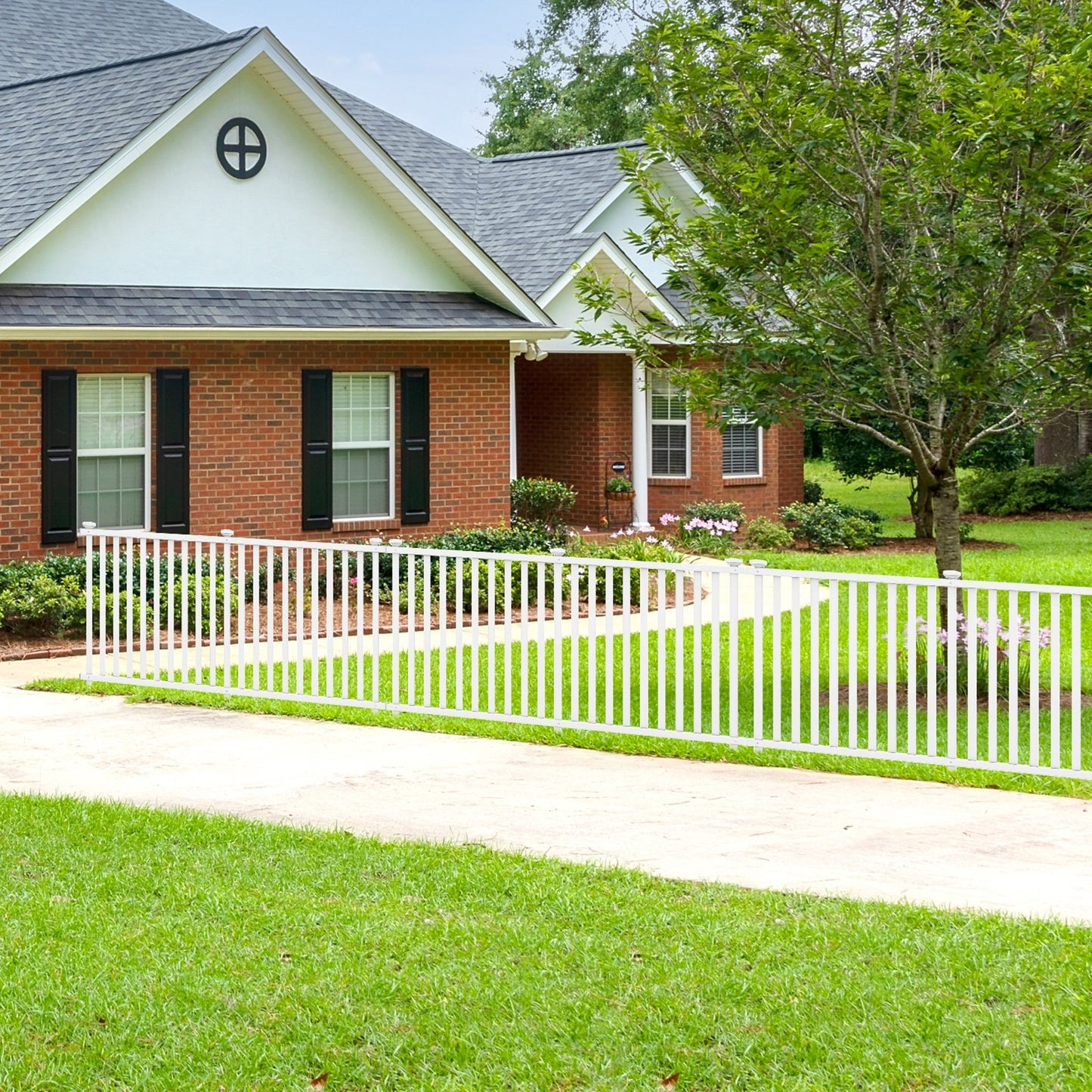 2 Piece 80 x 51 Inch Premium Vinyl Picket Fence Panels for Garden & Outdoor Spaces