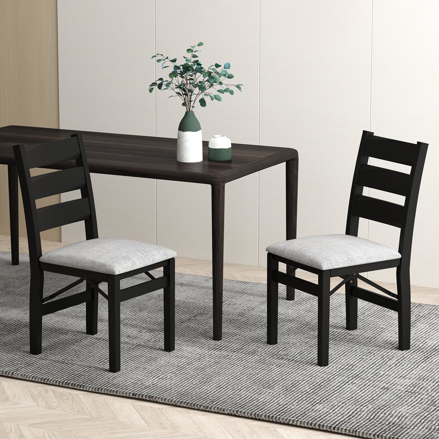 Modern Upholstered Folding Chairs with Comfortable Backrest for Dining and Events, Set of 2