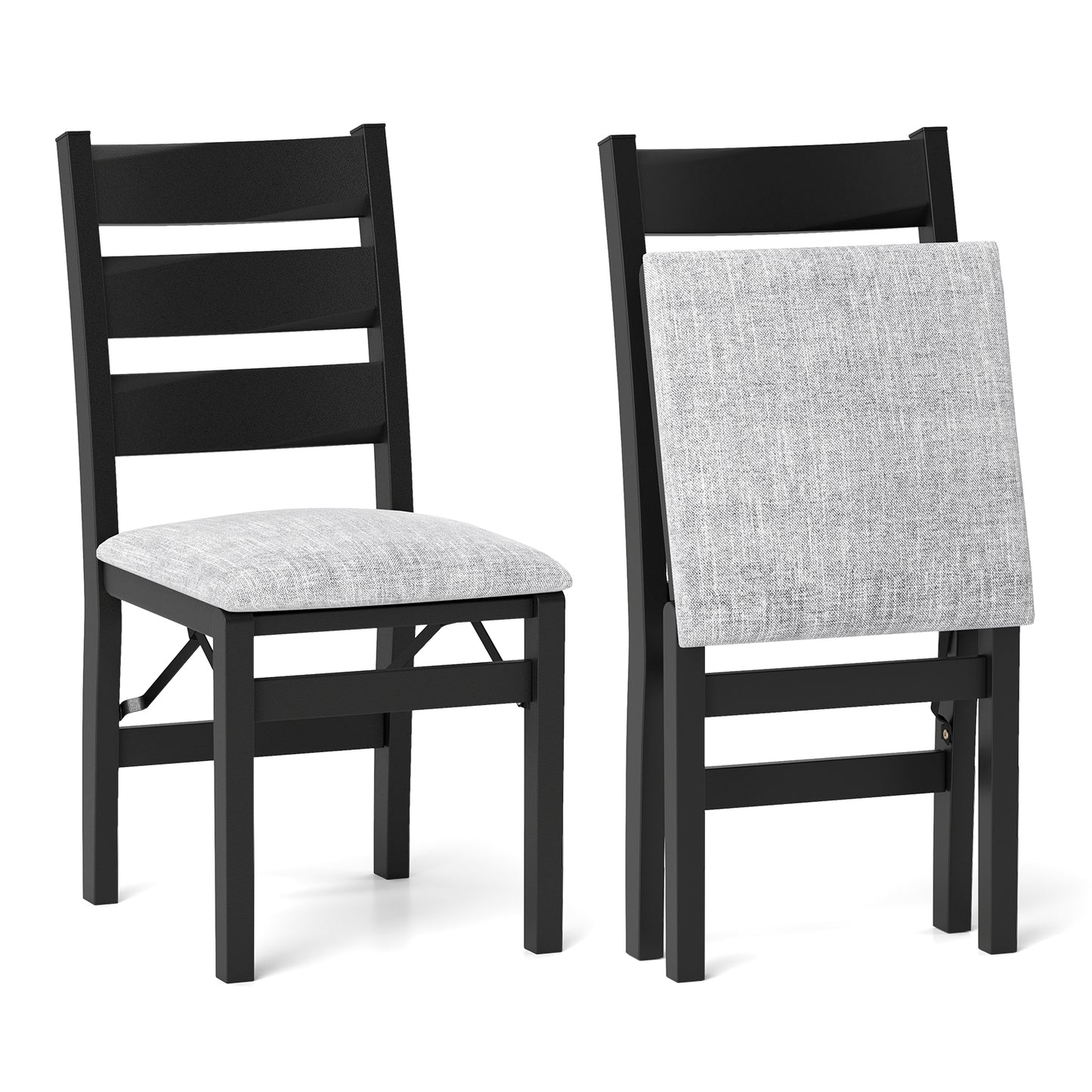 Modern Upholstered Folding Chairs with Comfortable Backrest for Dining and Events, Set of 2