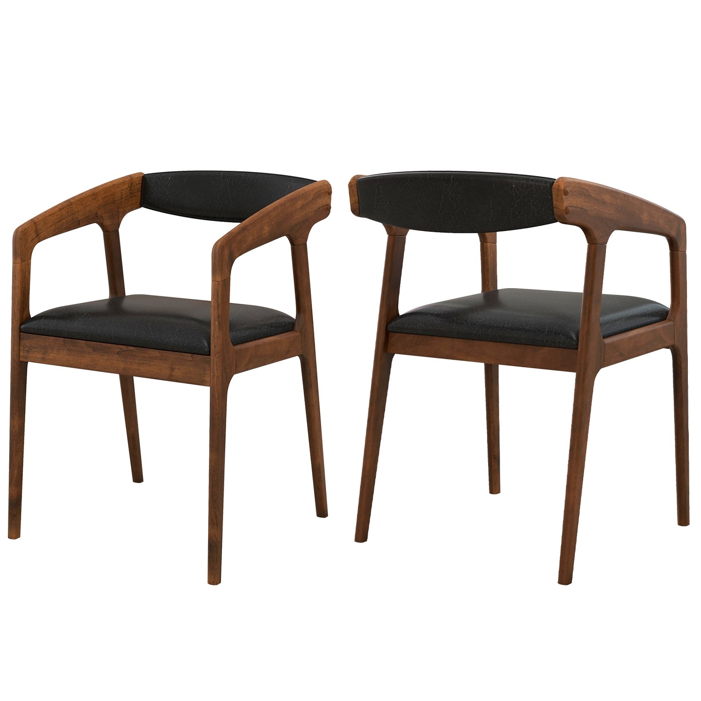 Ergonomic Upholstered Armchairs with Soft Cushioned Backrest and Seat, Set of 2