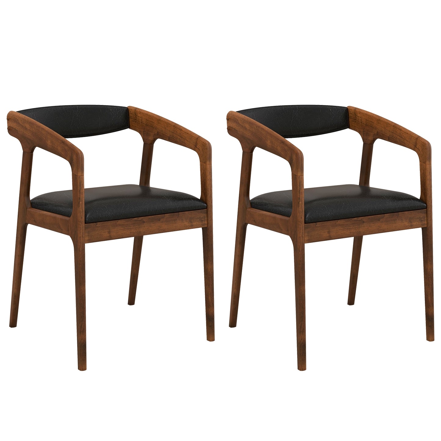 Ergonomic Upholstered Armchairs with Soft Cushioned Backrest and Seat, Set of 2