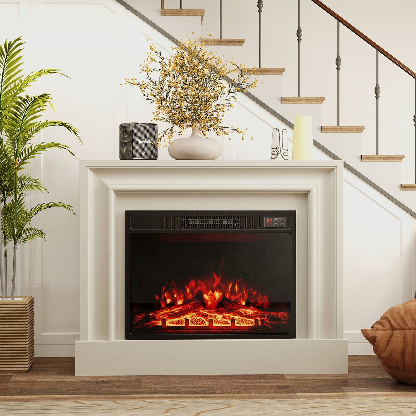 23 Inch Electric Fireplace Insert with Adjustable Flame Colors and Heater