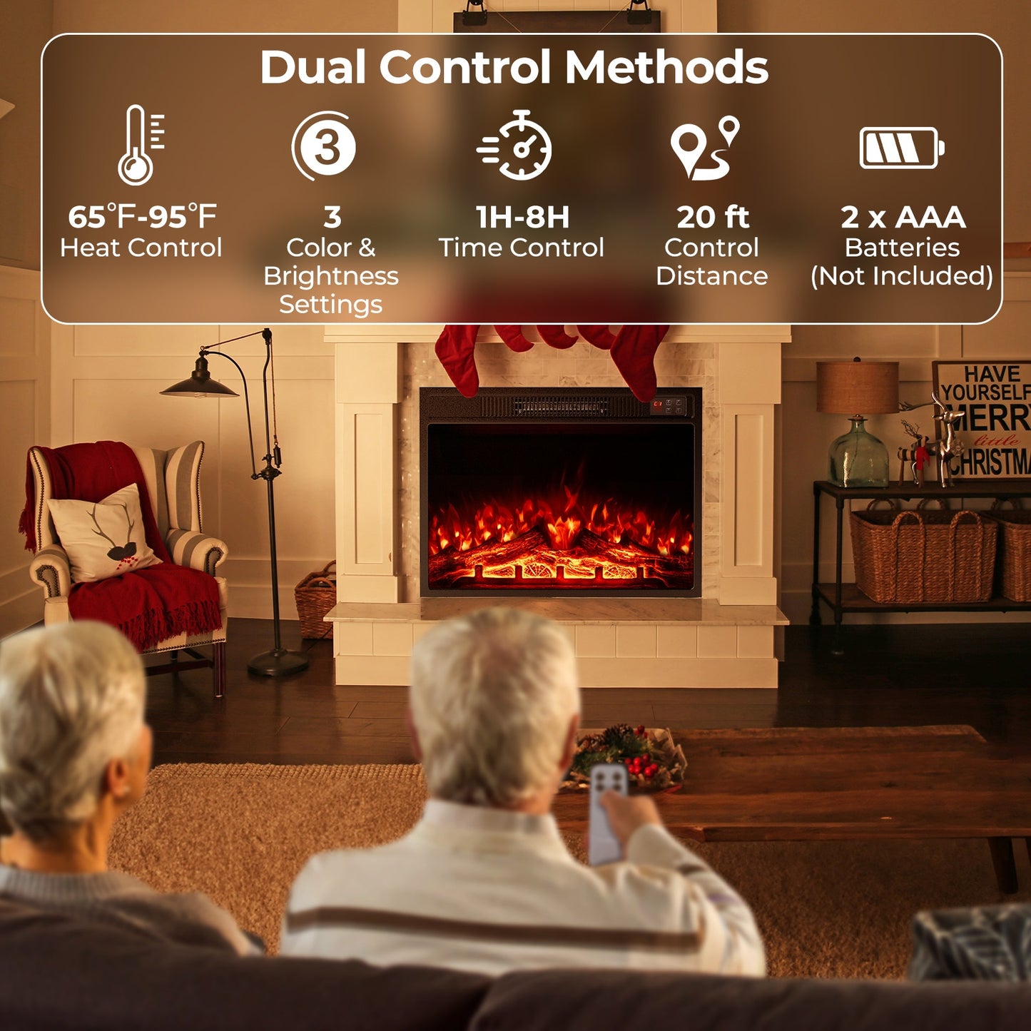 23 Inch Electric Fireplace Insert with Adjustable Flame Colors and Heater