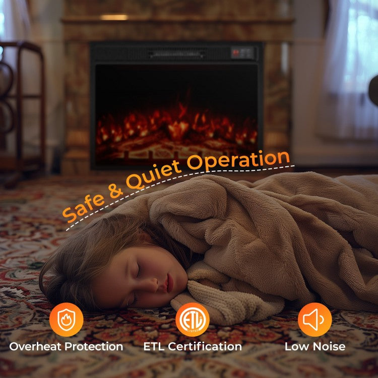 23 Inch Electric Fireplace Insert with Adjustable Flame Colors and Heater