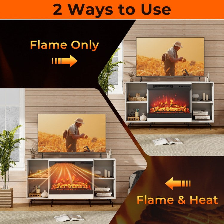 24 Inch Electric Fireplace Heater with 3-Sided Glass & Remote Control