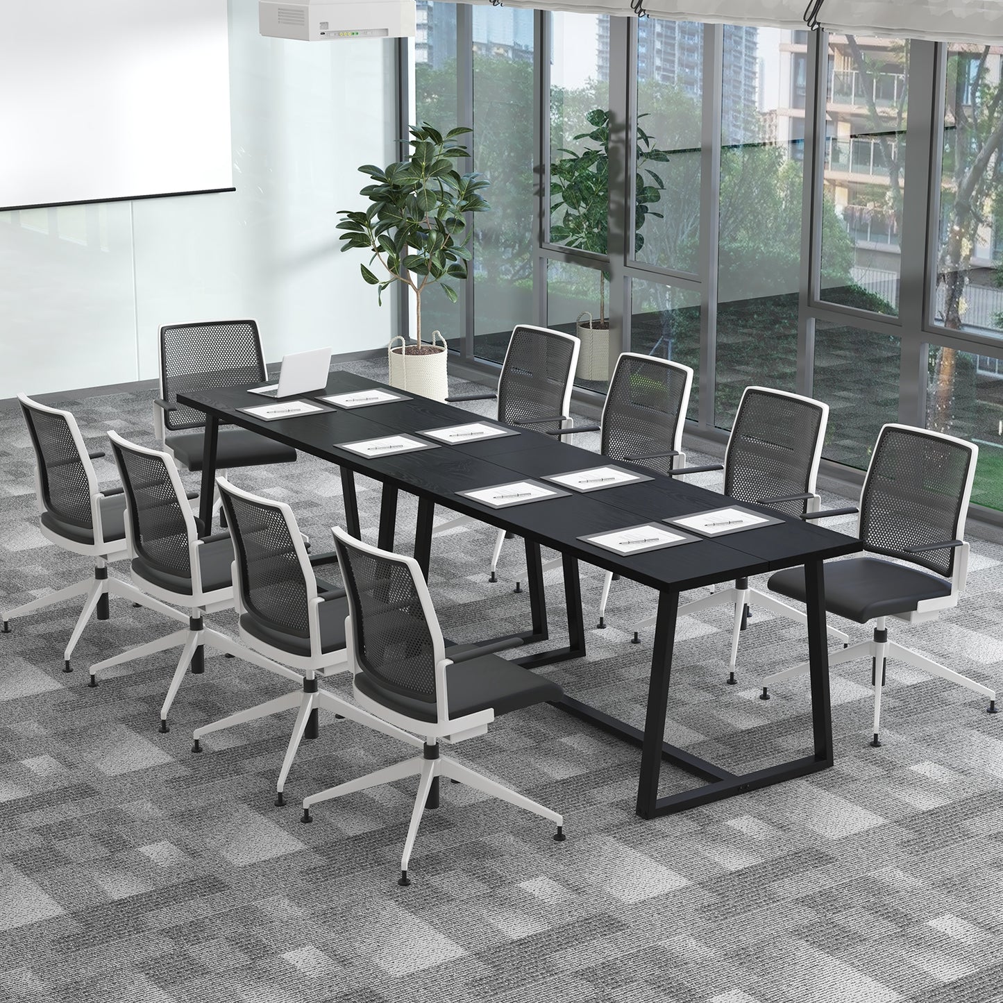 63 Inch Rectangular Dining Table for 4 to 6 People with Sturdy Metal Frame and Wood Finish in Black