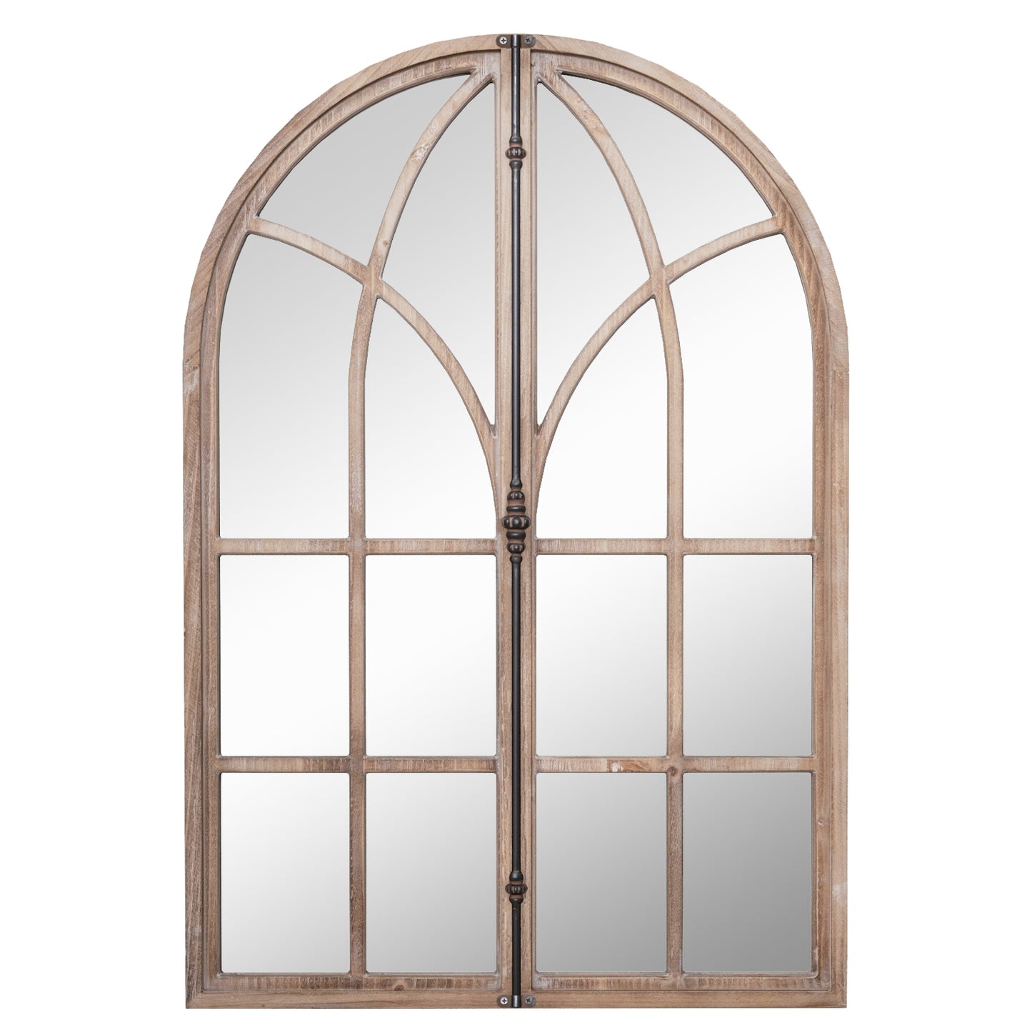 Rustic Arched Window Pane Wall Mirror for Living Room & Entryway Décor