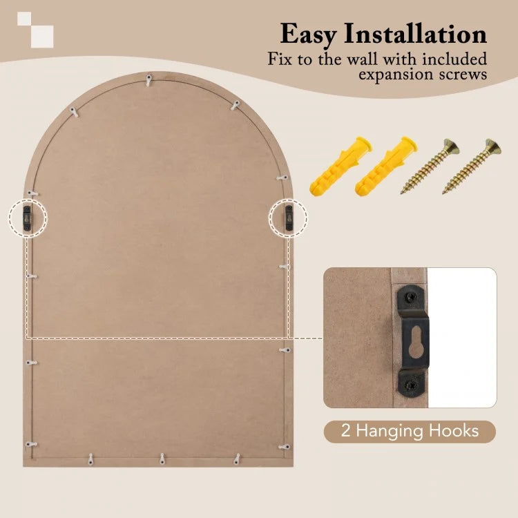 Rustic Arched Window Pane Wall Mirror for Living Room & Entryway Décor