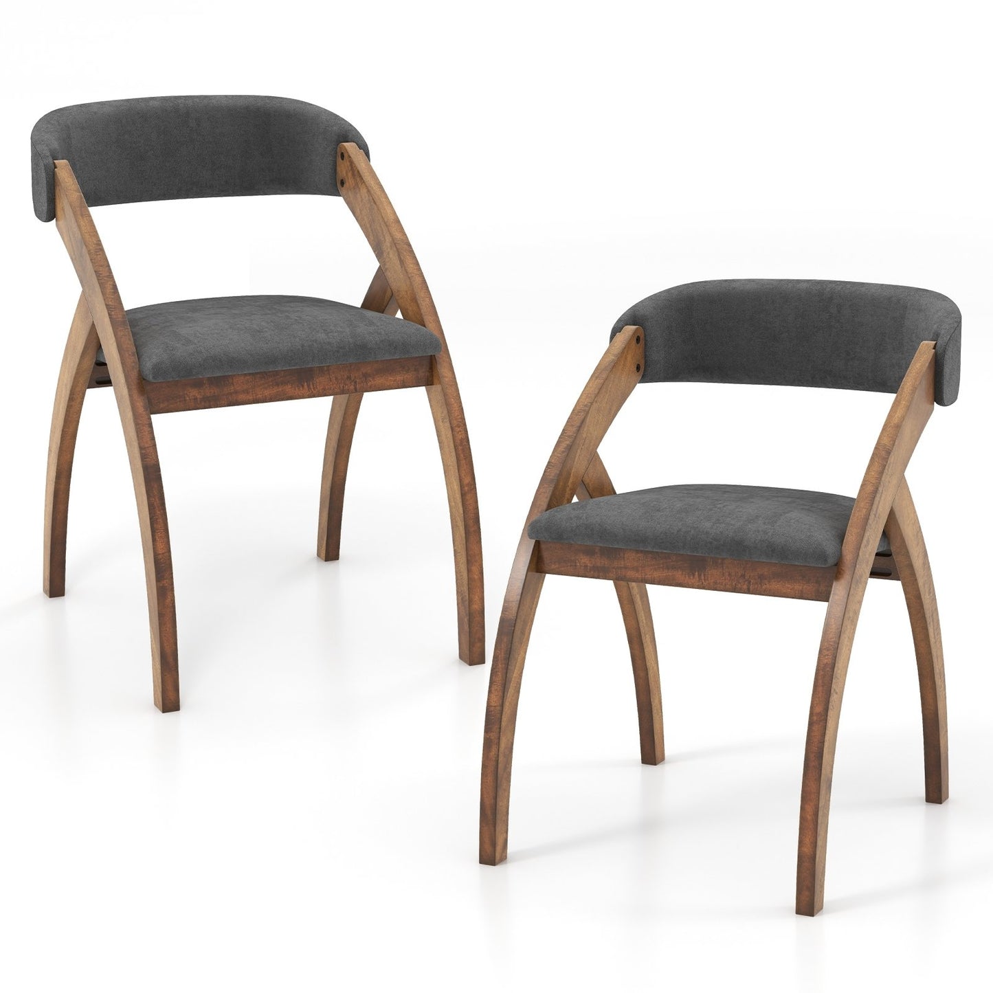 Modern Upholstered Dining Chairs with Curved Backrest and Comfortable Seat Cushion, Set of 2