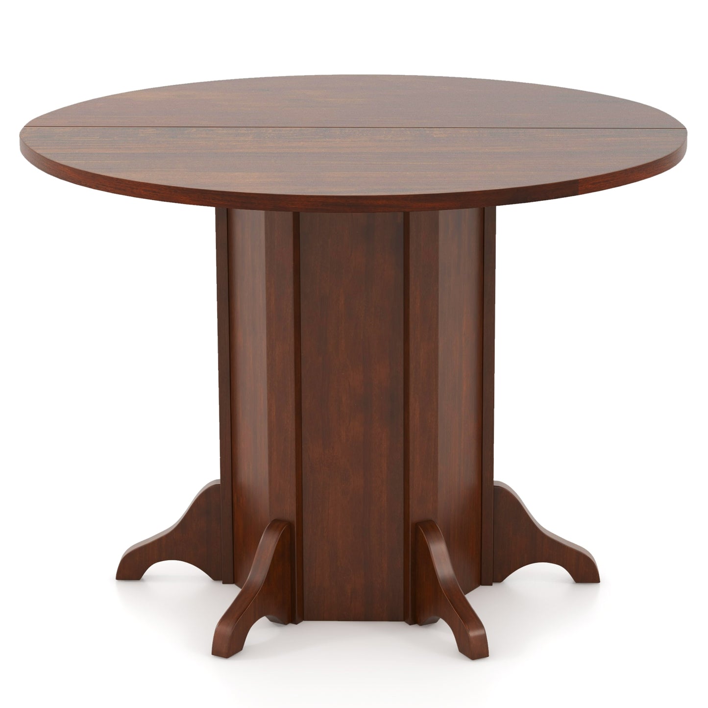 42 Inch Round Farmhouse Dining Table with Pedestal Base for 4 to 6 People