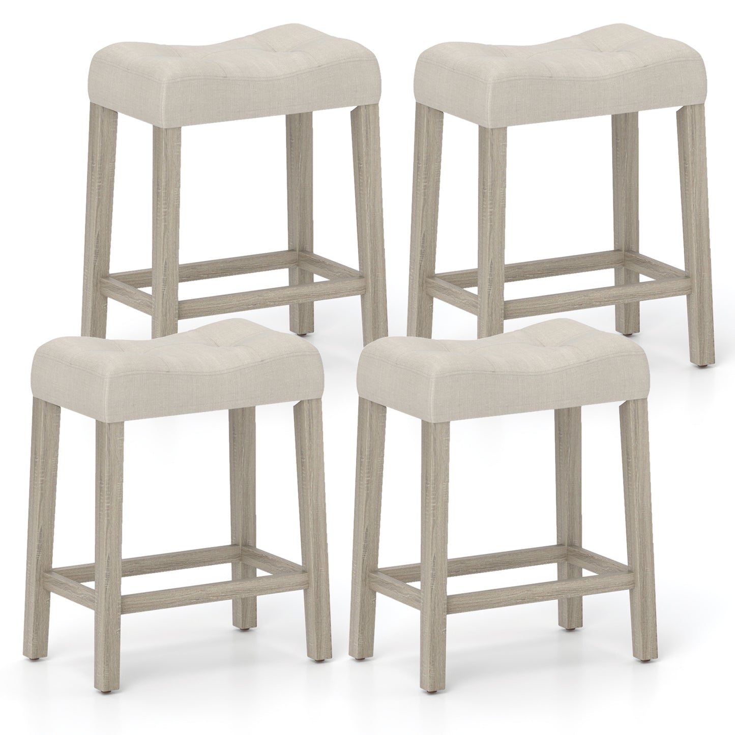 Upholstered Counter Height Bar Stools Set of 4 with Curved Saddle Seat