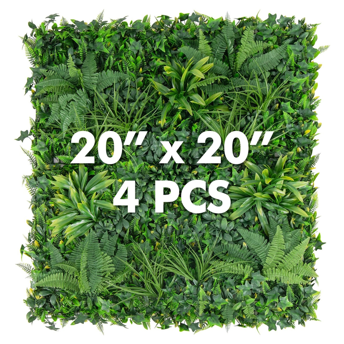 4 Pack 20 x 20 Inch Faux Boxwood Hedge Panels for Indoor & Outdoor Use