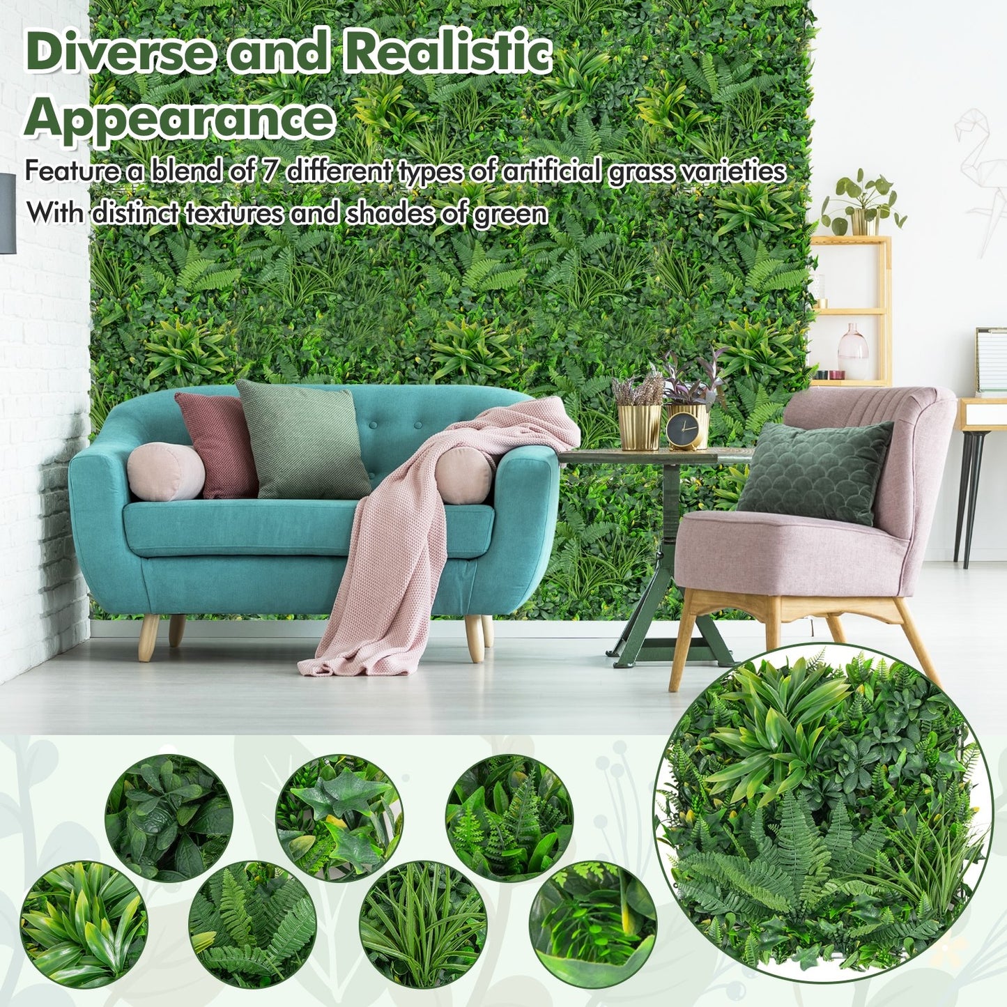 4 Pack 20 x 20 Inch Faux Boxwood Hedge Panels for Indoor & Outdoor Use