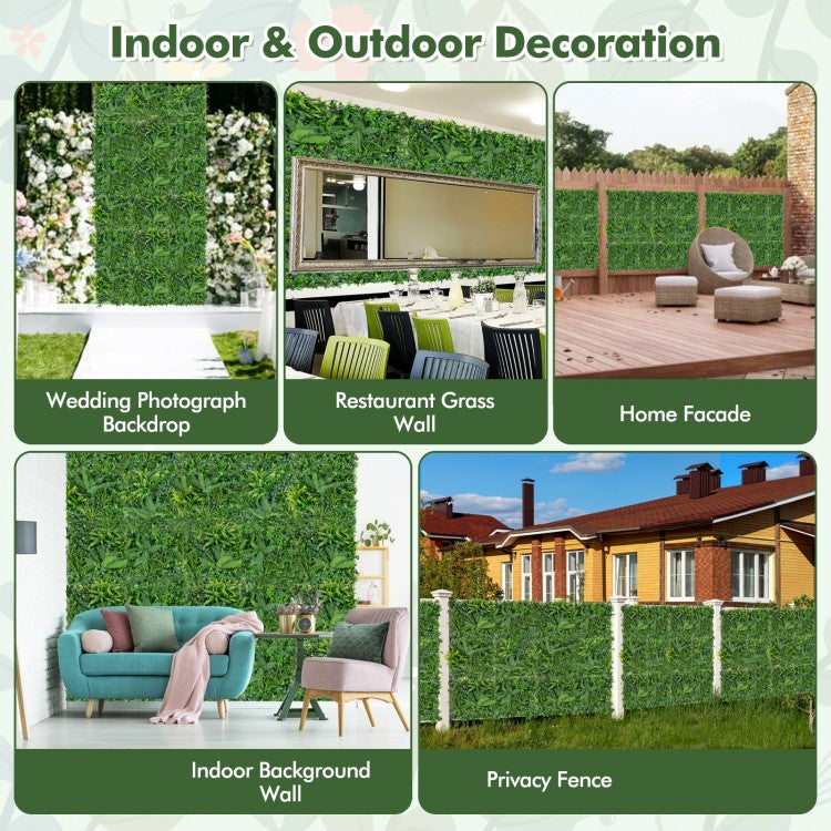 4 Pack 20 x 20 Inch Faux Boxwood Hedge Panels for Indoor & Outdoor Use