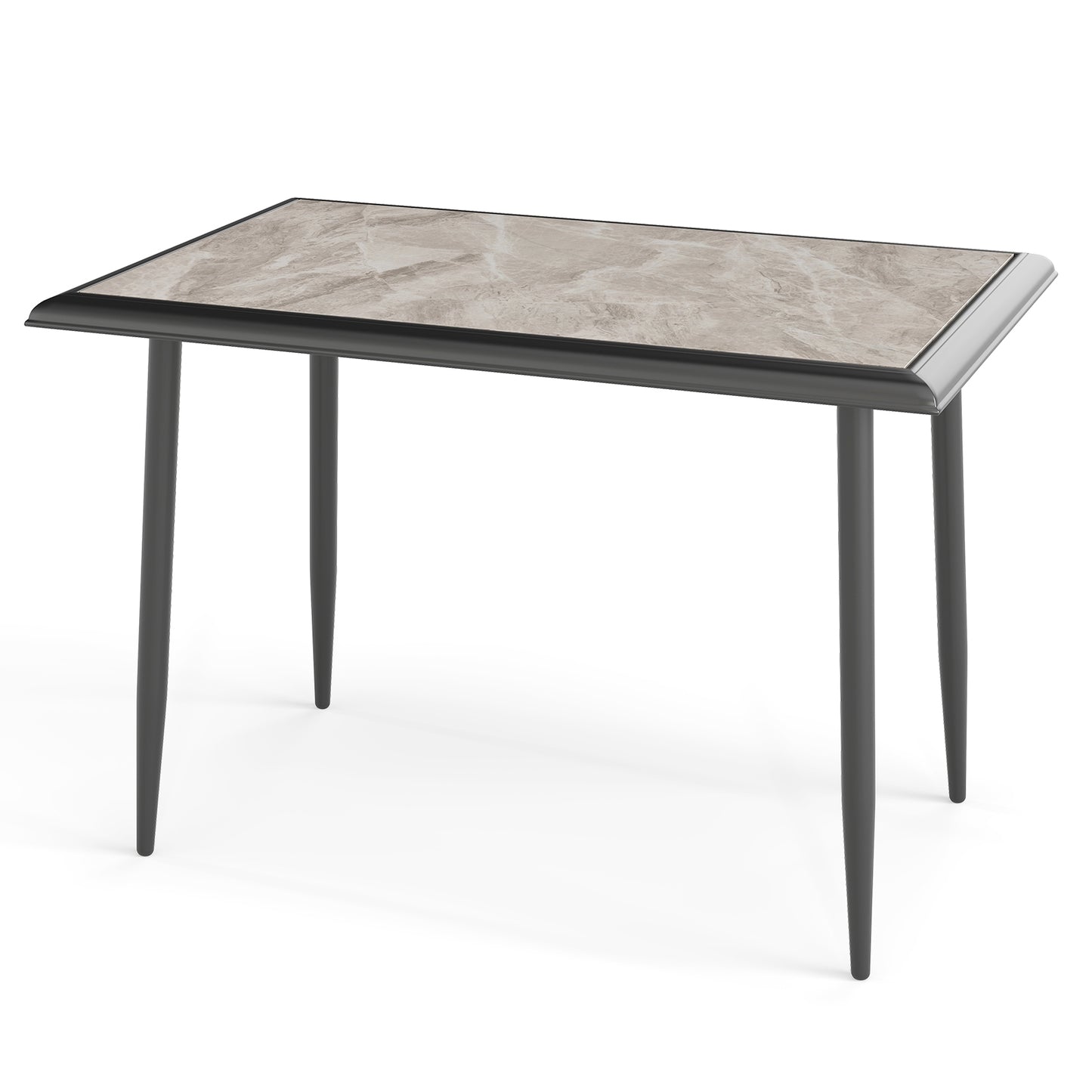 44 Inch Rectangular Dining Table with Faux Marble Top and Metal Frame