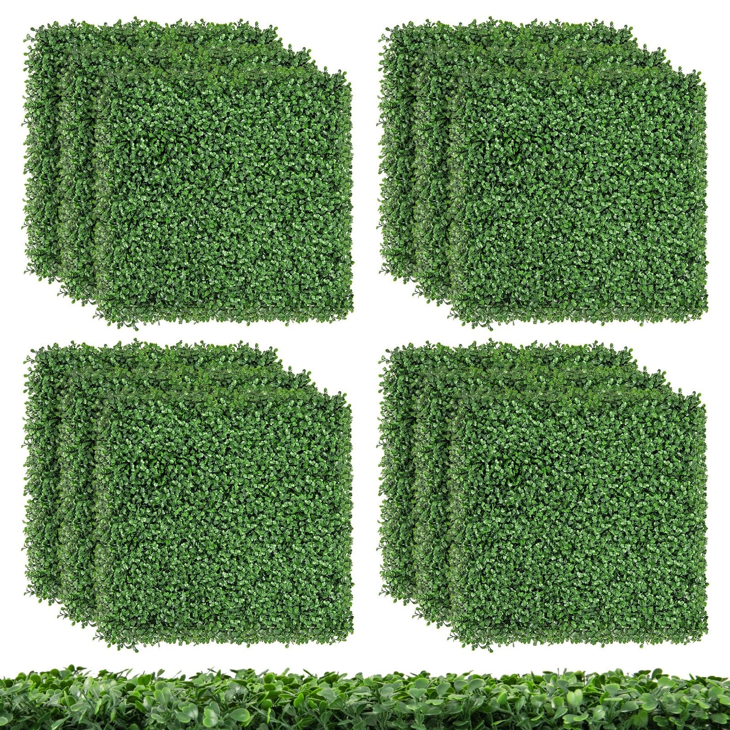 12 Pack 20x20 Inch Artificial Boxwood Panels with Removable Branches – Realistic Greenery for Indoor & Outdoor