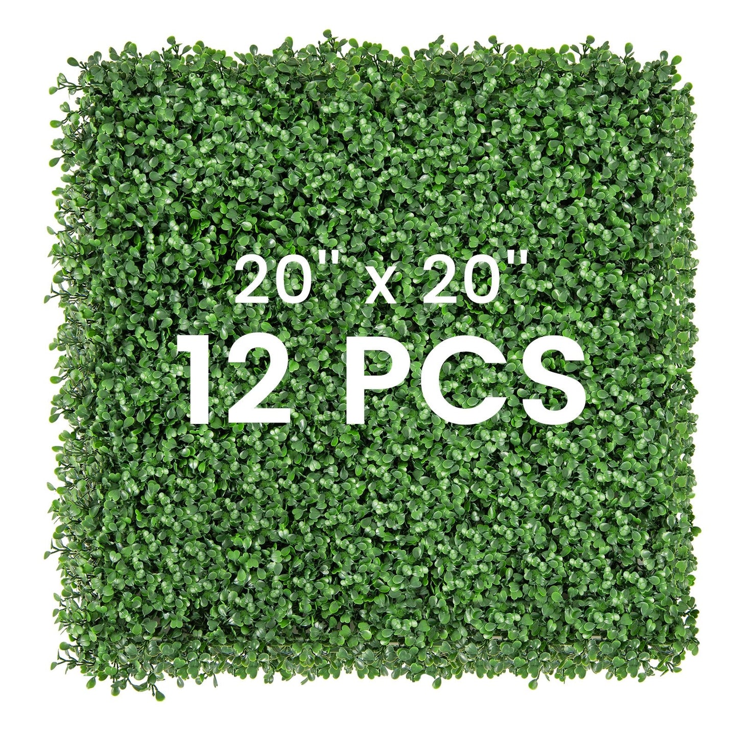 12 Pack 20x20 Inch Artificial Boxwood Panels with Removable Branches – Realistic Greenery for Indoor & Outdoor