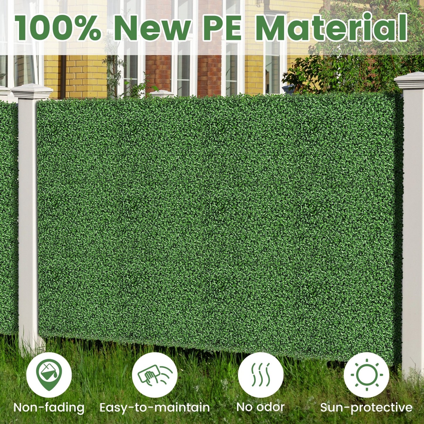 12 Pack 20x20 Inch Artificial Boxwood Panels with Removable Branches – Realistic Greenery for Indoor & Outdoor