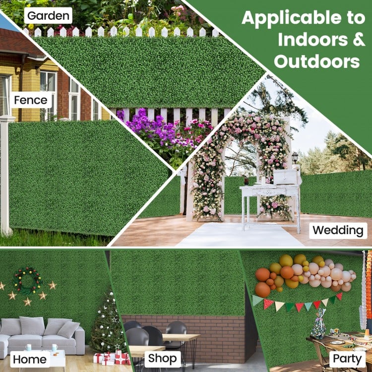 12 Pack 20x20 Inch Artificial Boxwood Panels with Removable Branches – Realistic Greenery for Indoor & Outdoor