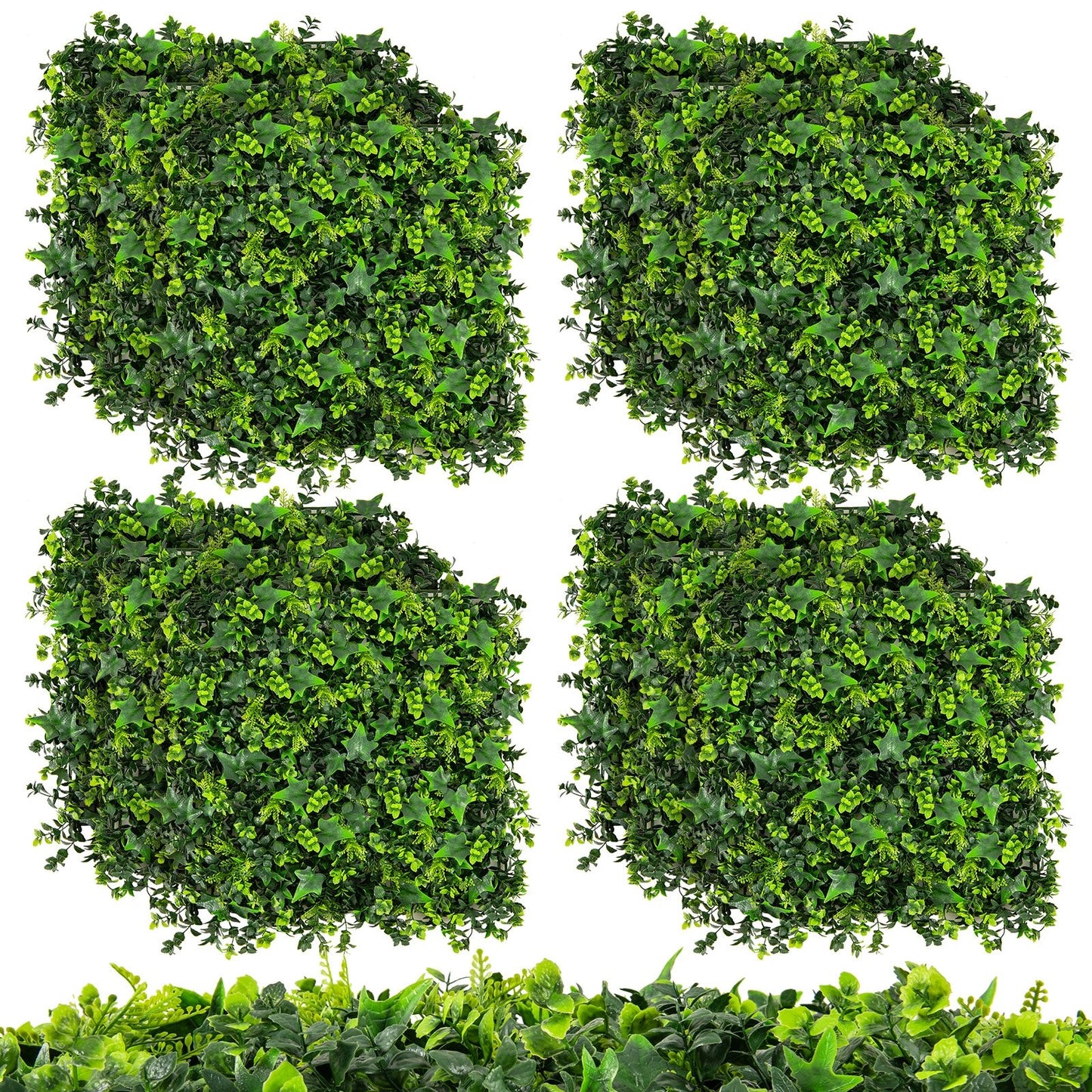 12 Pack 20x20 Inch Artificial Mixed Leaf Greenery Panels with Detachable Branches