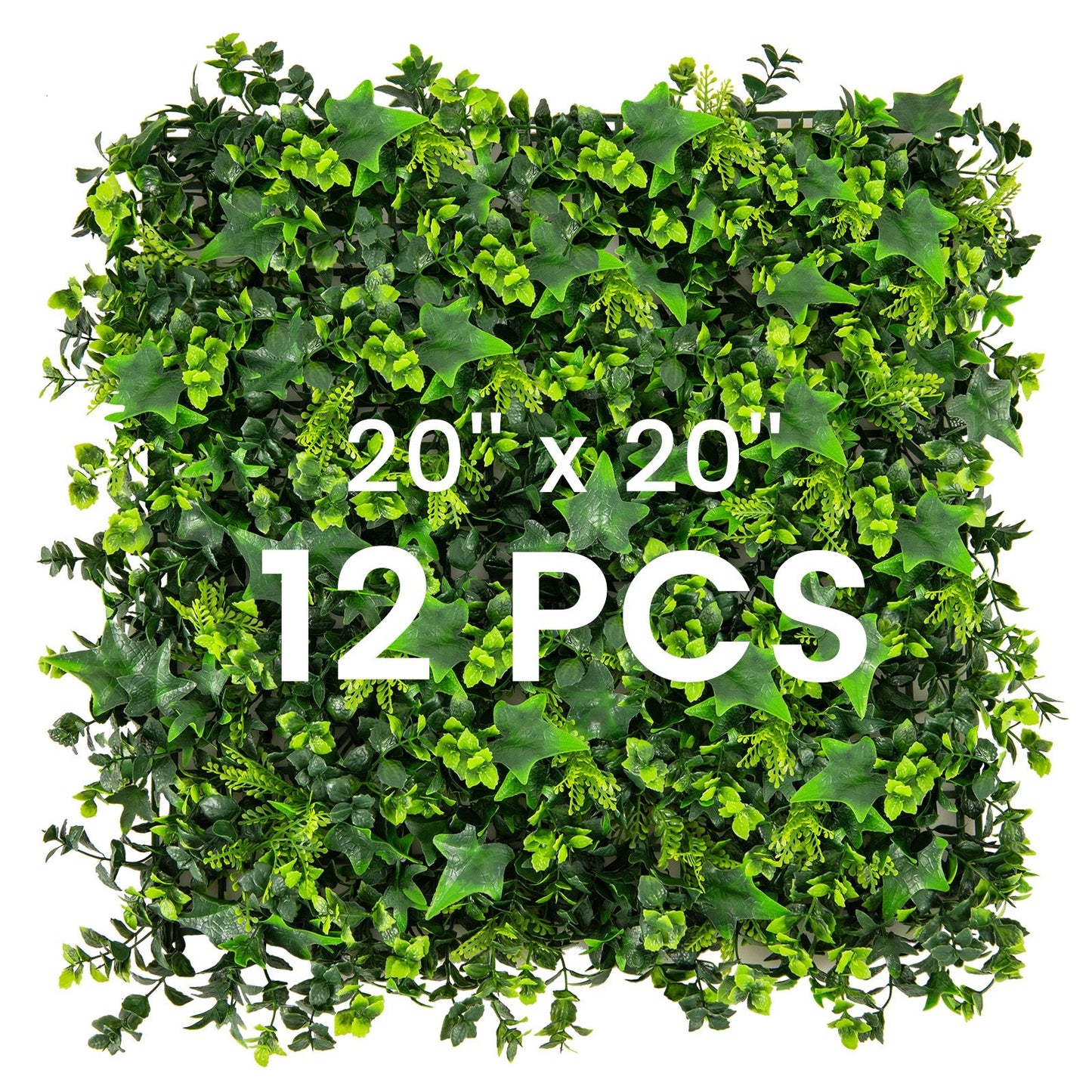 12 Pack 20x20 Inch Artificial Mixed Leaf Greenery Panels with Detachable Branches