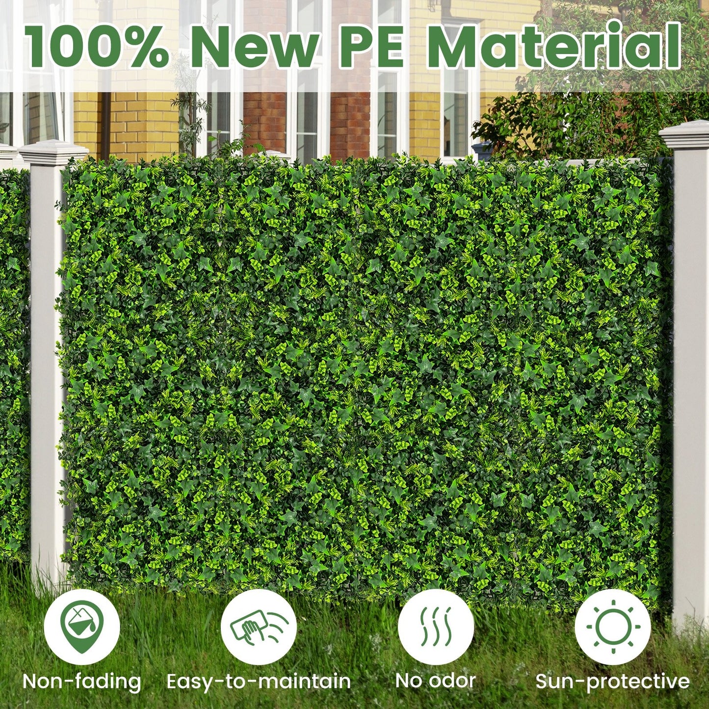 12 Pack 20x20 Inch Artificial Mixed Leaf Greenery Panels with Detachable Branches