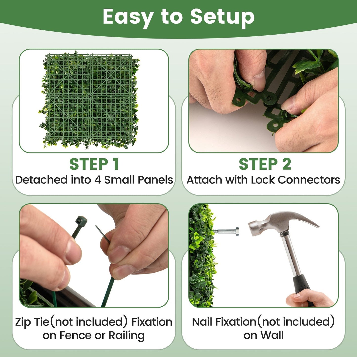 12 Pack 20x20 Inch Artificial Mixed Leaf Greenery Panels with Detachable Branches