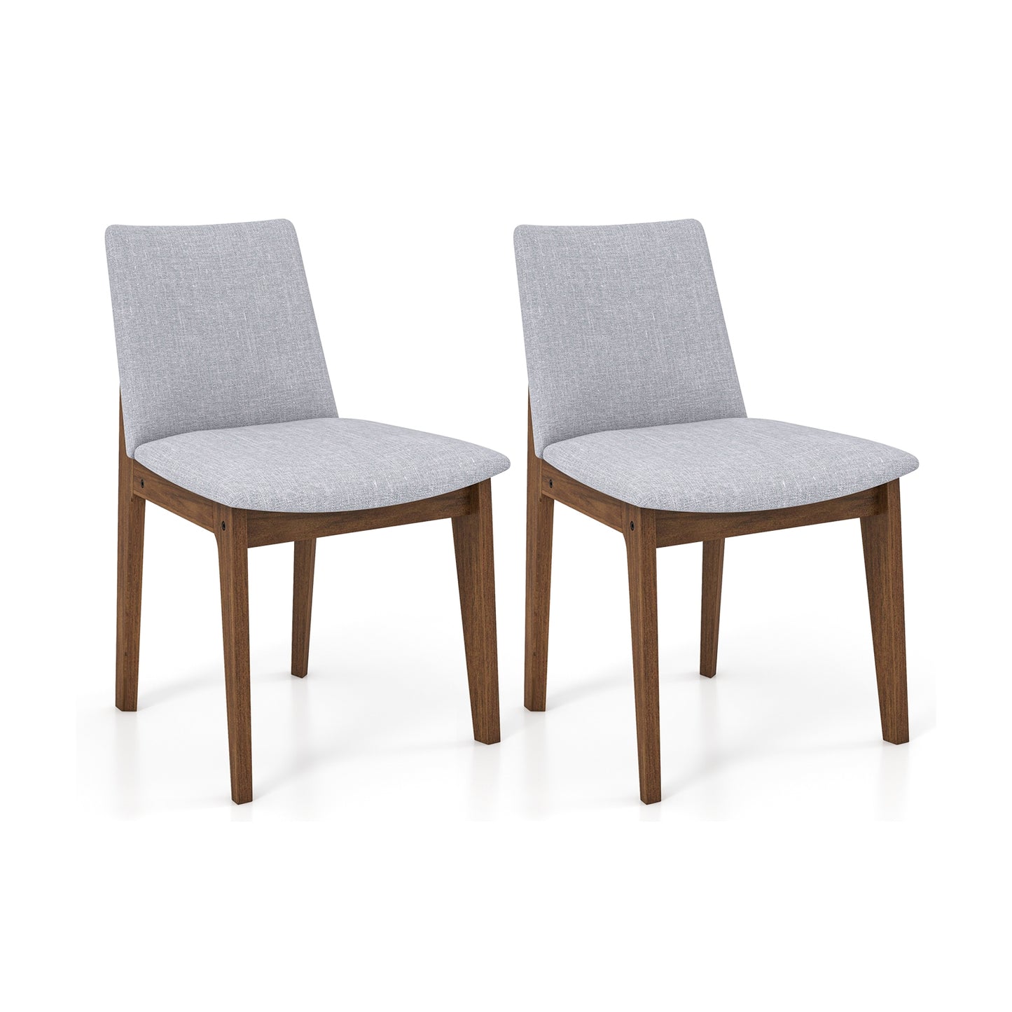 Upholstered Dining Chairs with High Curved Back and Solid Wood Frame, Set of 2