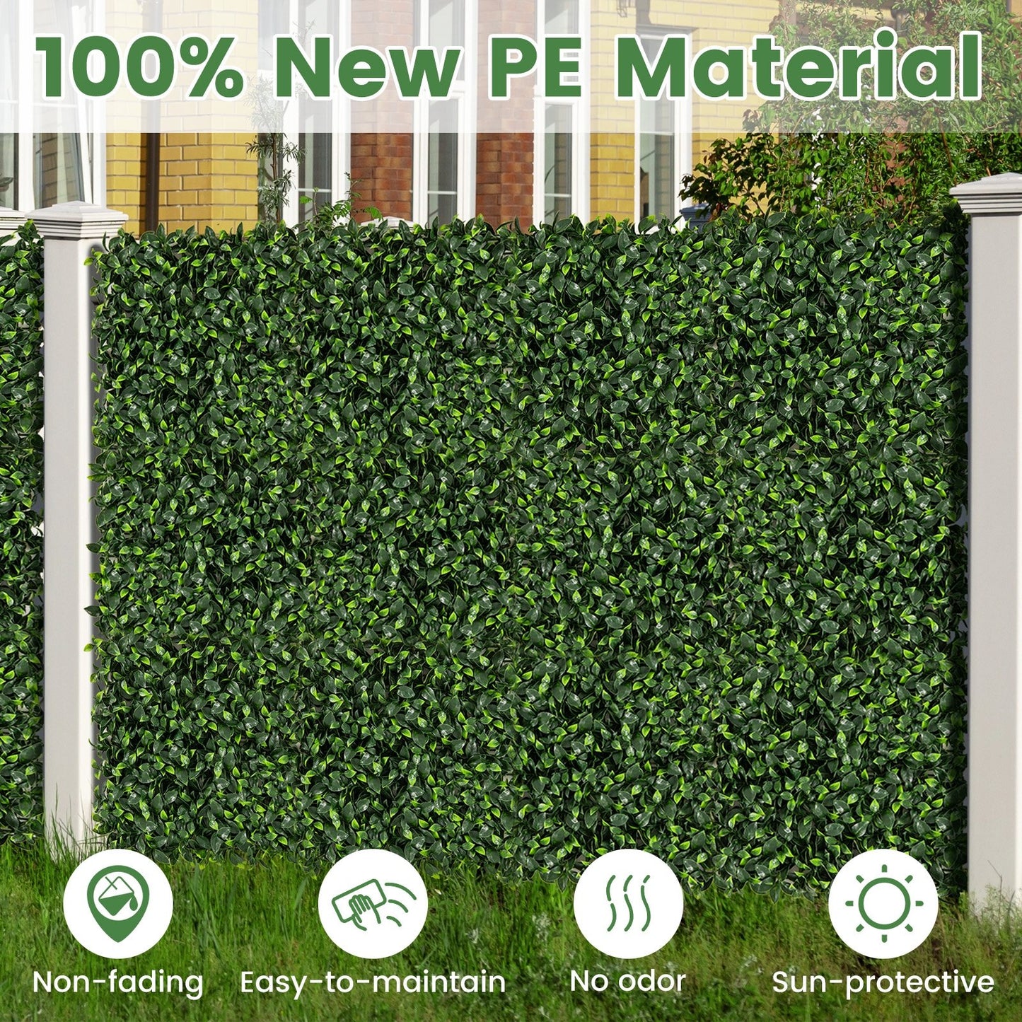 12 Pack 20" x 20" Artificial Gardenia Grass Panels - Lush Greenery for Any Space