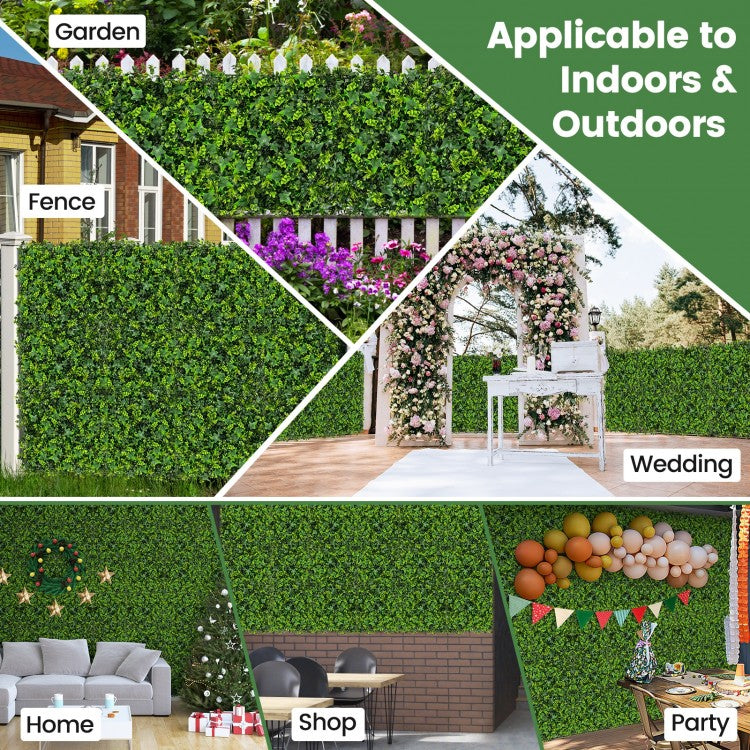 12 Pack 20x20 Inch Artificial Mixed Leaf Greenery Panels with Detachable Branches