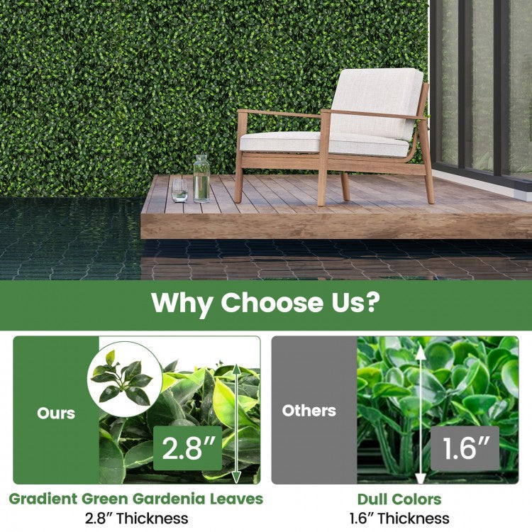 12 Pack 20" x 20" Artificial Gardenia Grass Panels - Lush Greenery for Any Space