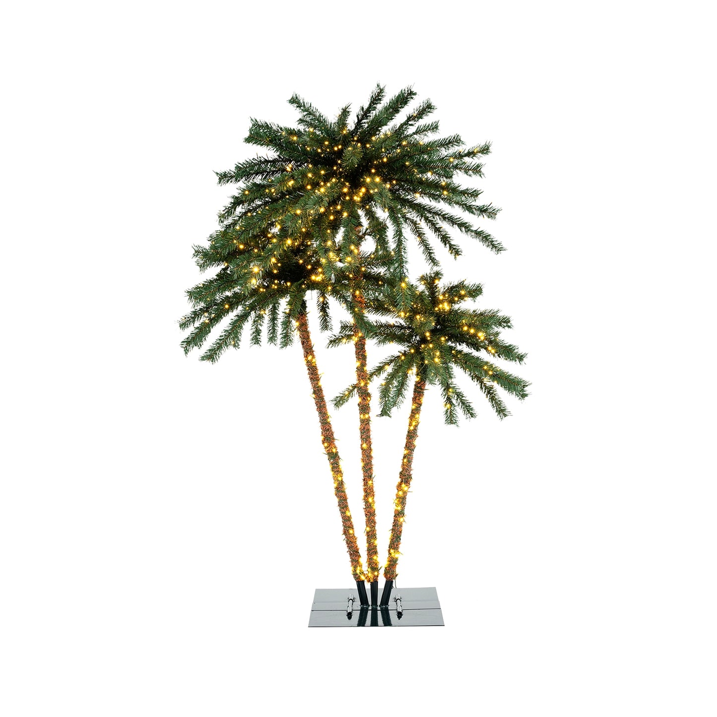 Pre-Lit Artificial Palm Tree with 930 Warm White LED Lights, 157 Branch Tips & Sturdy Metal Base
