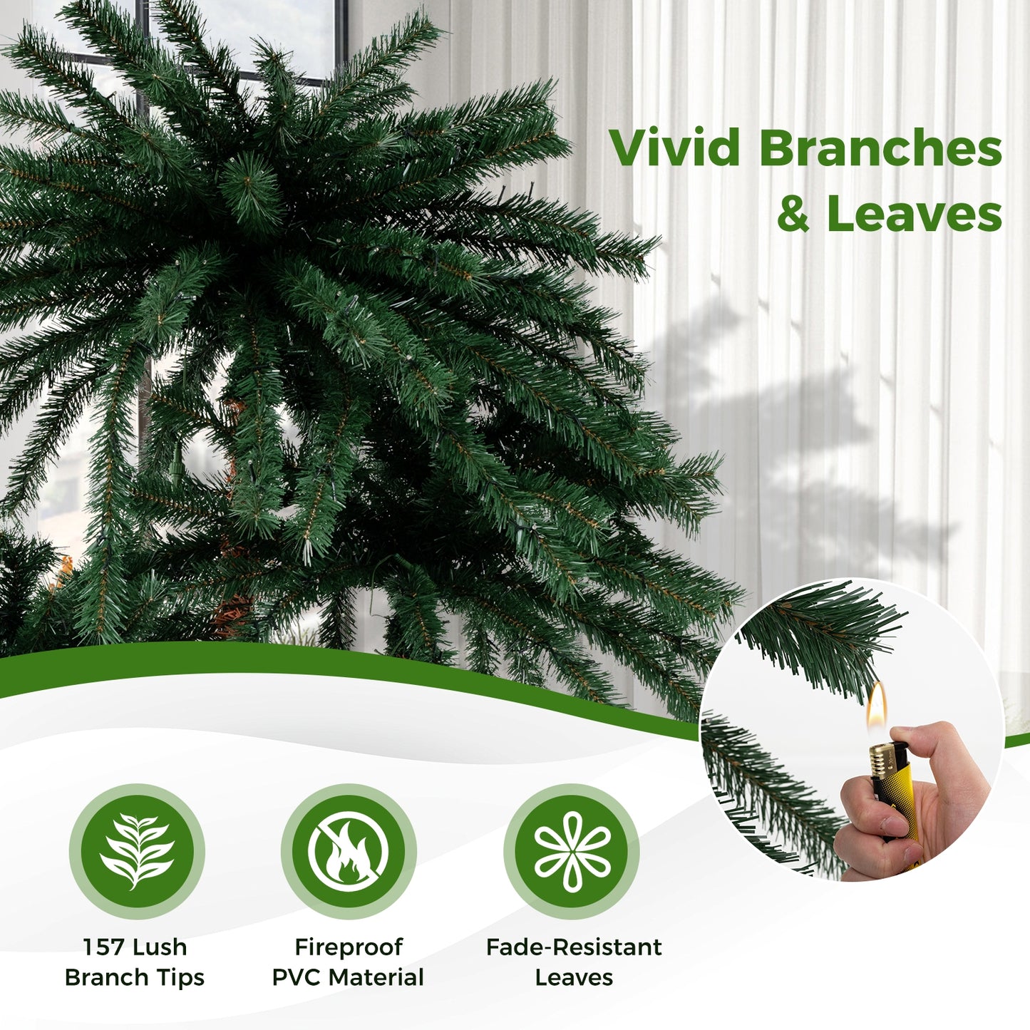Pre-Lit Artificial Palm Tree with 930 Warm White LED Lights, 157 Branch Tips & Sturdy Metal Base