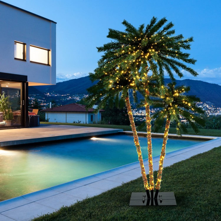 Pre-Lit Artificial Palm Tree with 930 Warm White LED Lights, 157 Branch Tips & Sturdy Metal Base