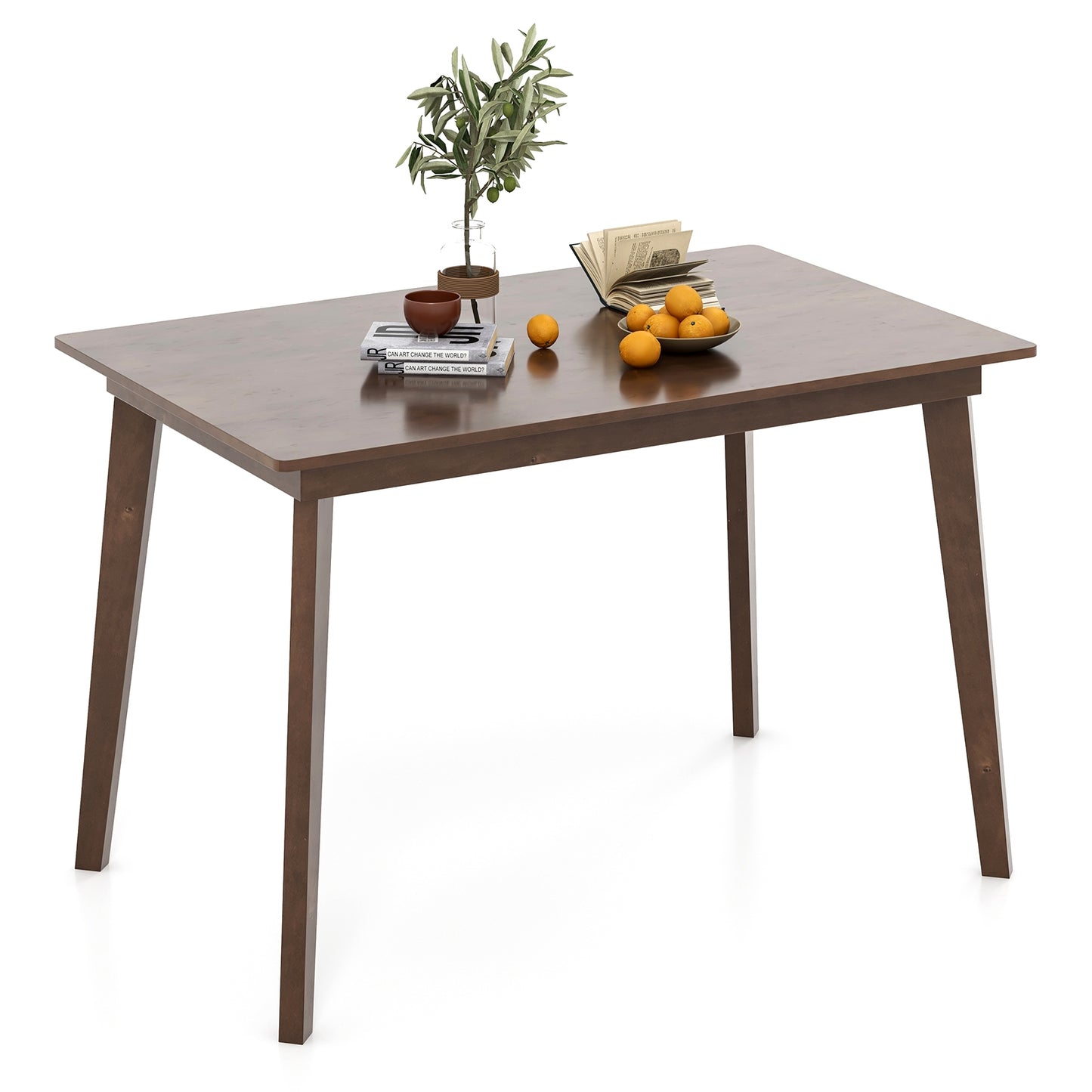 Classic 48 Inch Dining Table with Smooth Veneer Top and Wooden Base