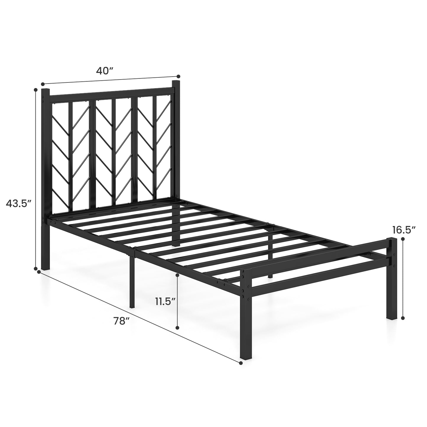 Sleek Platform Bed with Headboard and Metal Frame for Ultimate Support - Twin Size