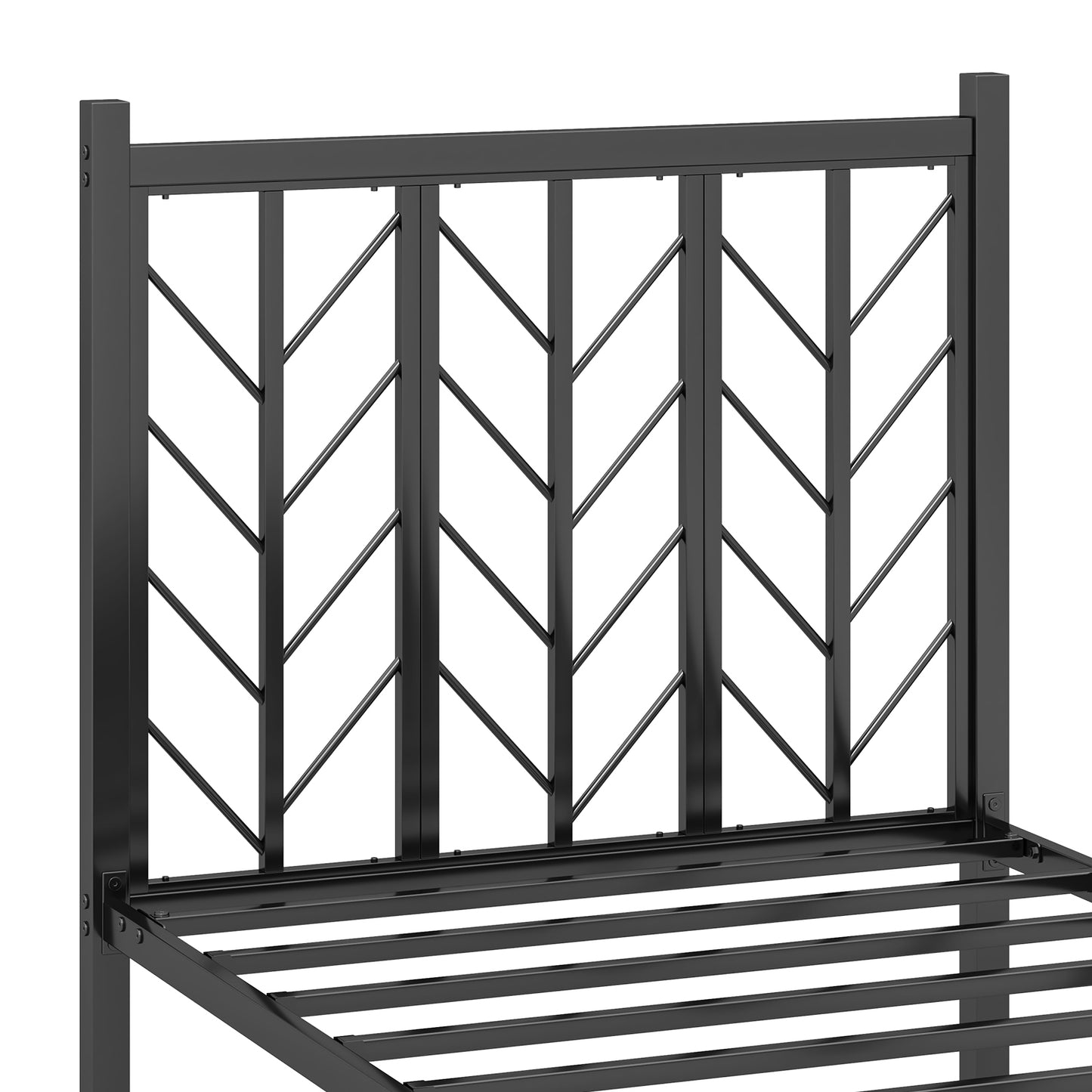 Sleek Platform Bed with Headboard and Metal Frame for Ultimate Support - Twin Size