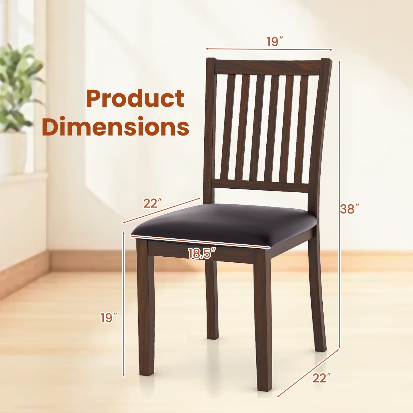Modern Upholstered Dining Chairs with Slanted High Backrest Set of 2