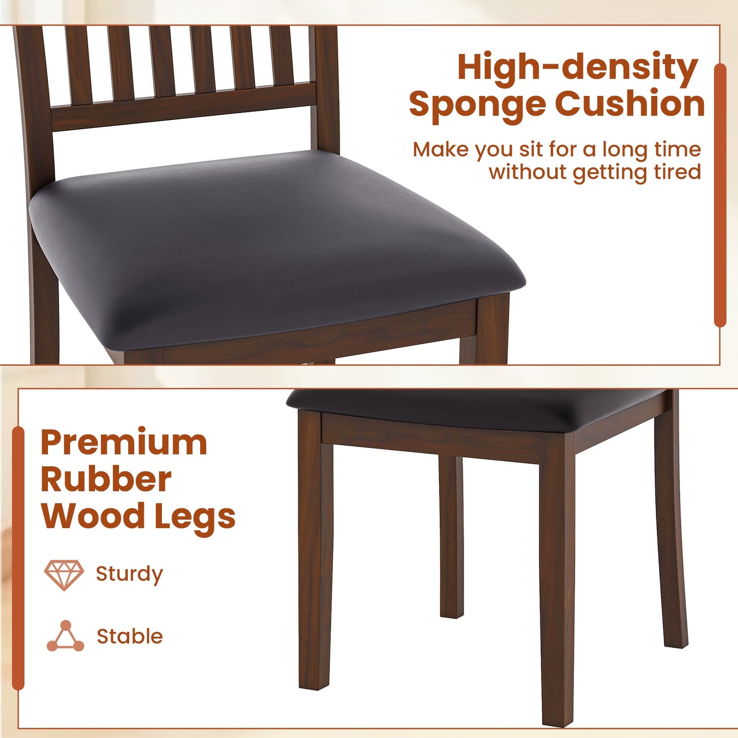Modern Upholstered Dining Chairs with Slanted High Backrest Set of 2