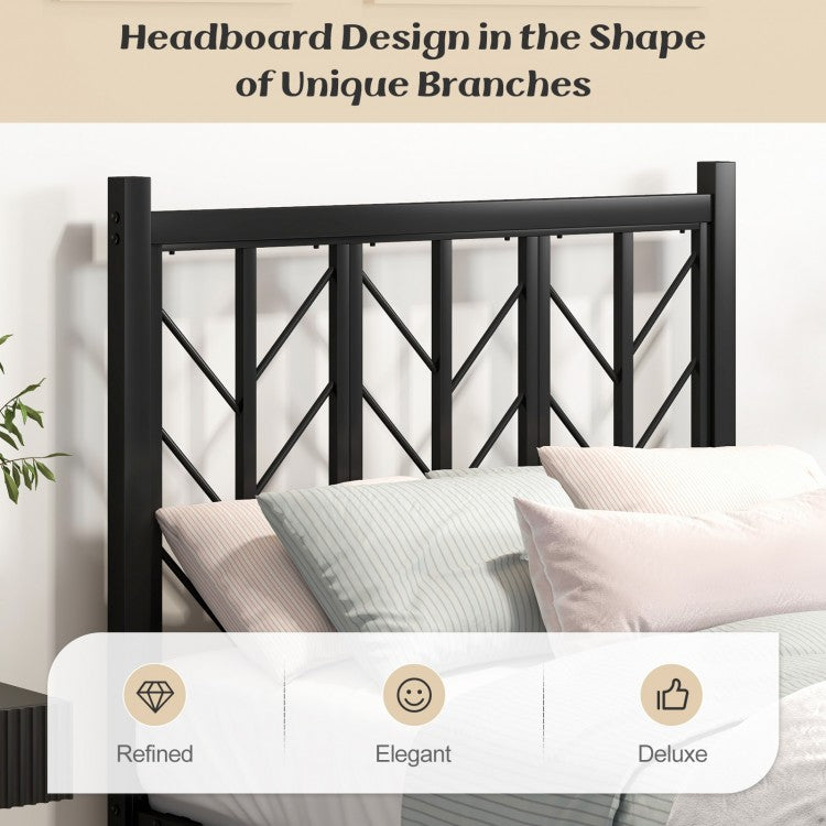 Sleek Platform Bed with Headboard and Metal Frame for Ultimate Support - Twin Size
