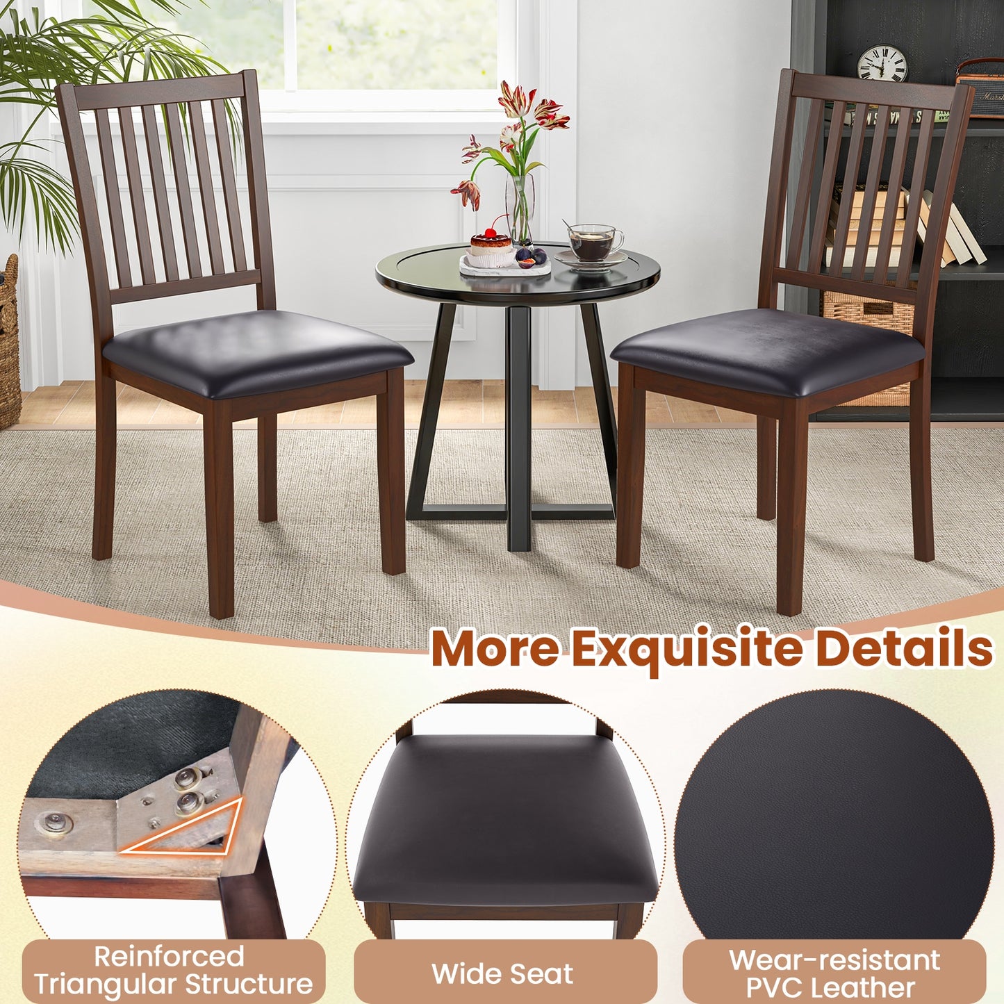 Modern Upholstered Dining Chairs with Slanted High Backrest Set of 2