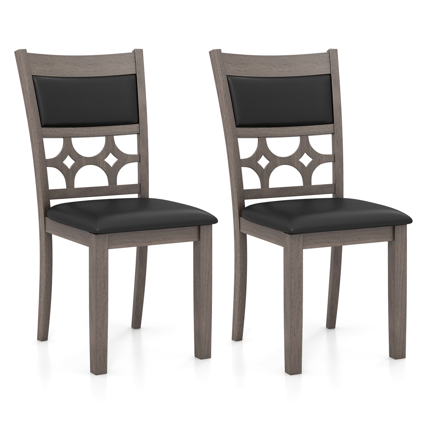 Set of 2 Upholstered Dining Chairs with Leather Padded Seat and Backrest for Comfortable Seating