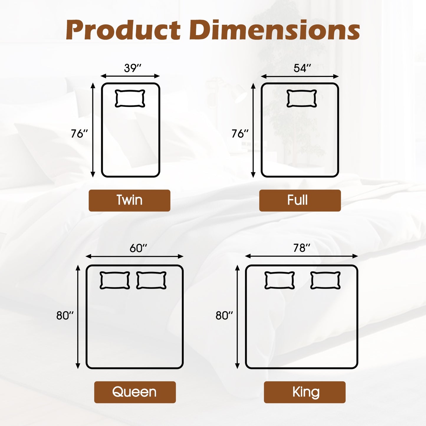 Machine Washable Electric Bed Warmer with Dual Controllers 9 Heat Settings and Auto Shut-Off