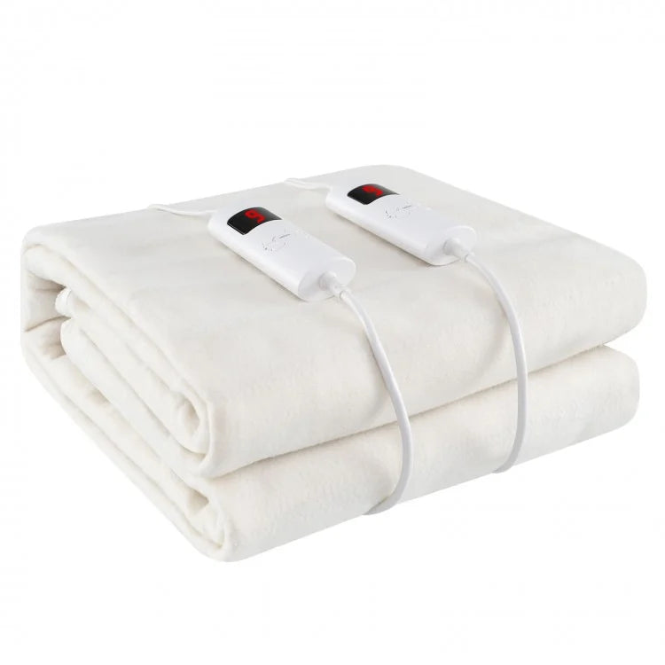 Machine Washable Electric Bed Warmer with Dual Controllers 9 Heat Settings and Auto Shut-Off