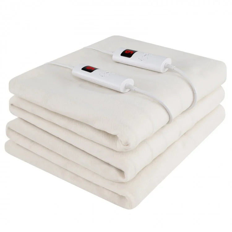 Machine Washable Electric Bed Warmer with Dual Controllers 9 Heat Settings and Auto Shut-Off