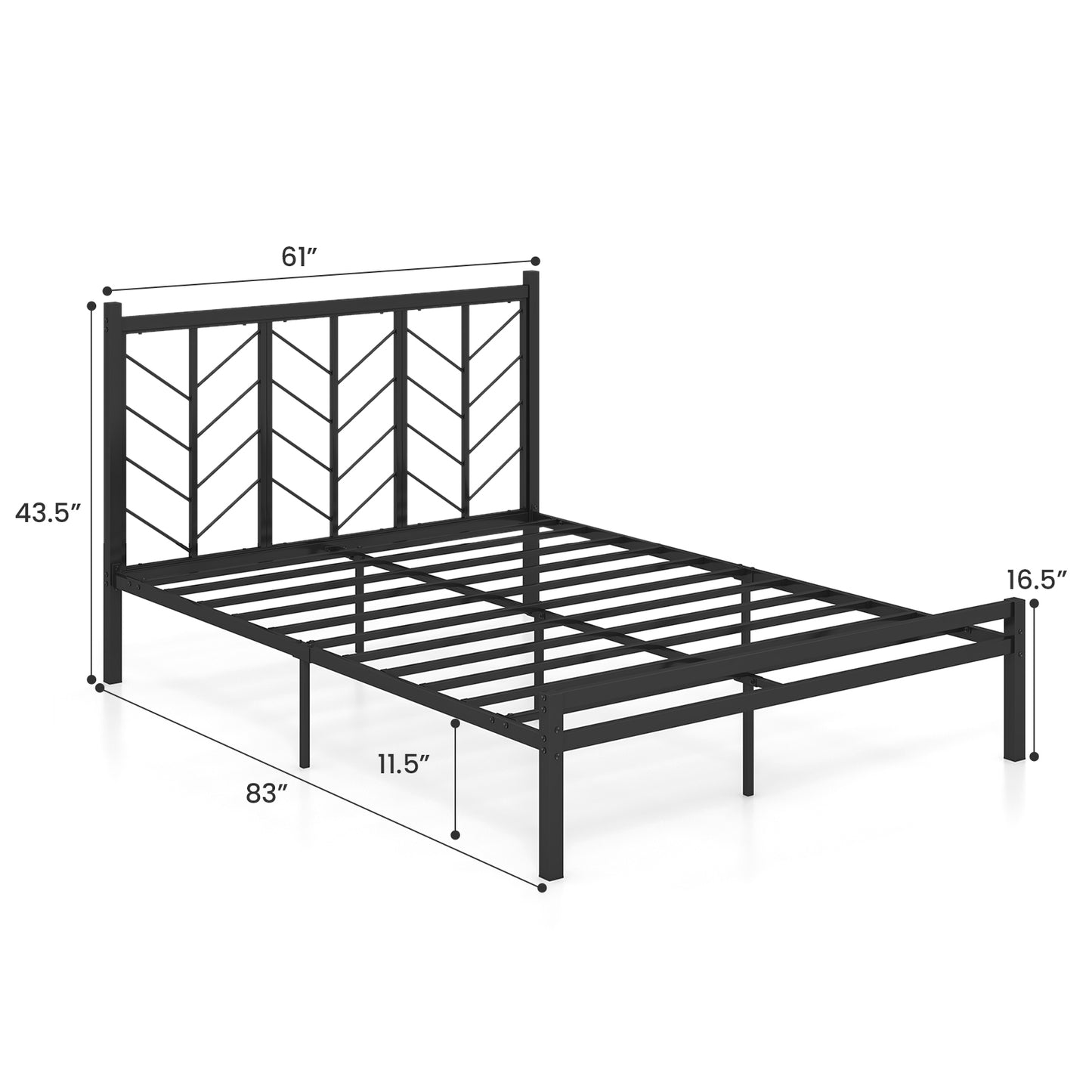 Sleek Platform Bed with Headboard and Metal Frame for Ultimate Support - Queen Size