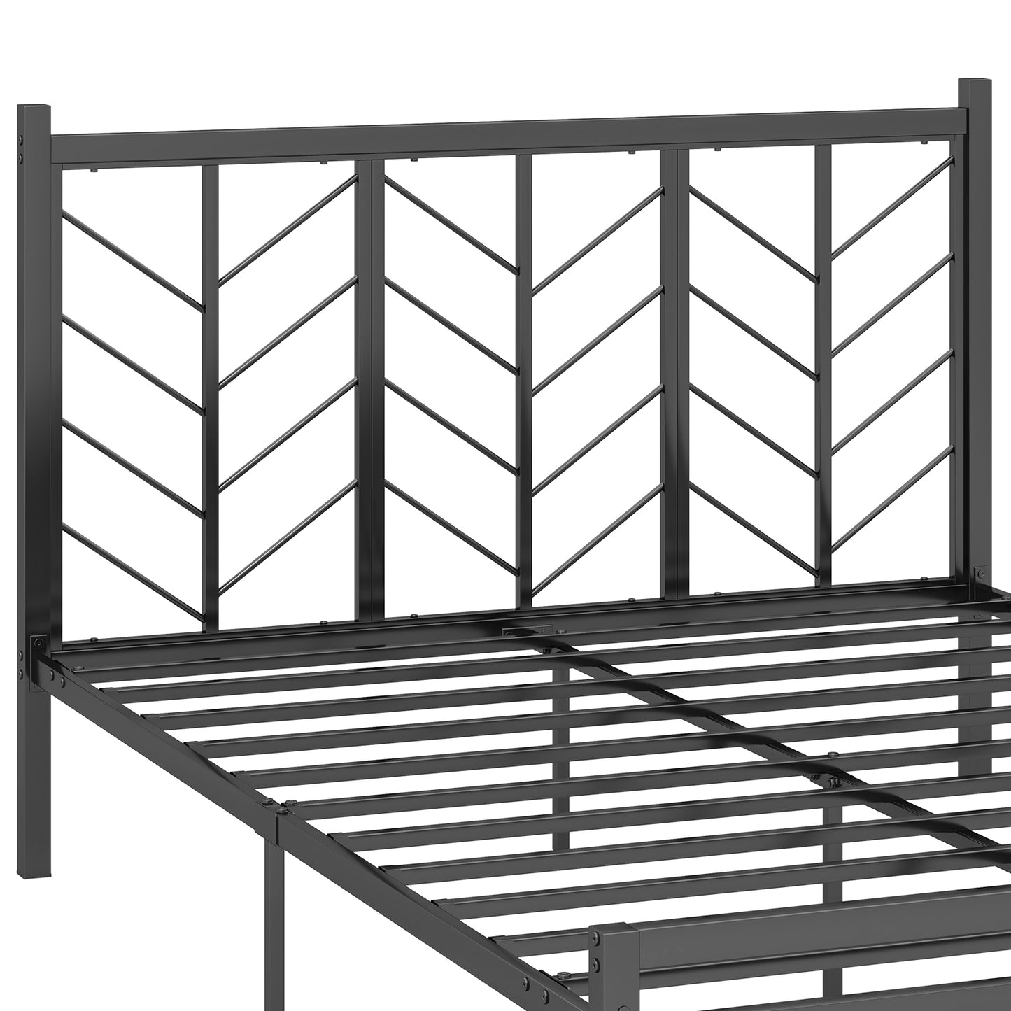 Sleek Platform Bed with Headboard and Metal Frame for Ultimate Support - Queen Size