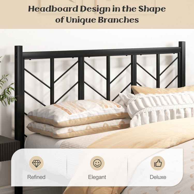 Sleek Platform Bed with Headboard and Metal Frame for Ultimate Support - Queen Size