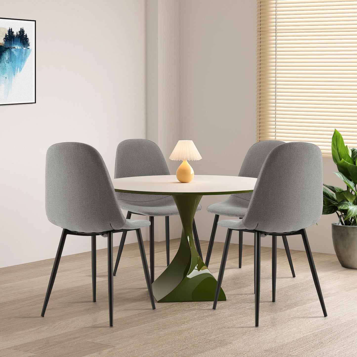 Modern Dining Chairs with Durable Black Metal Legs and Upholstered Seats Set of 4