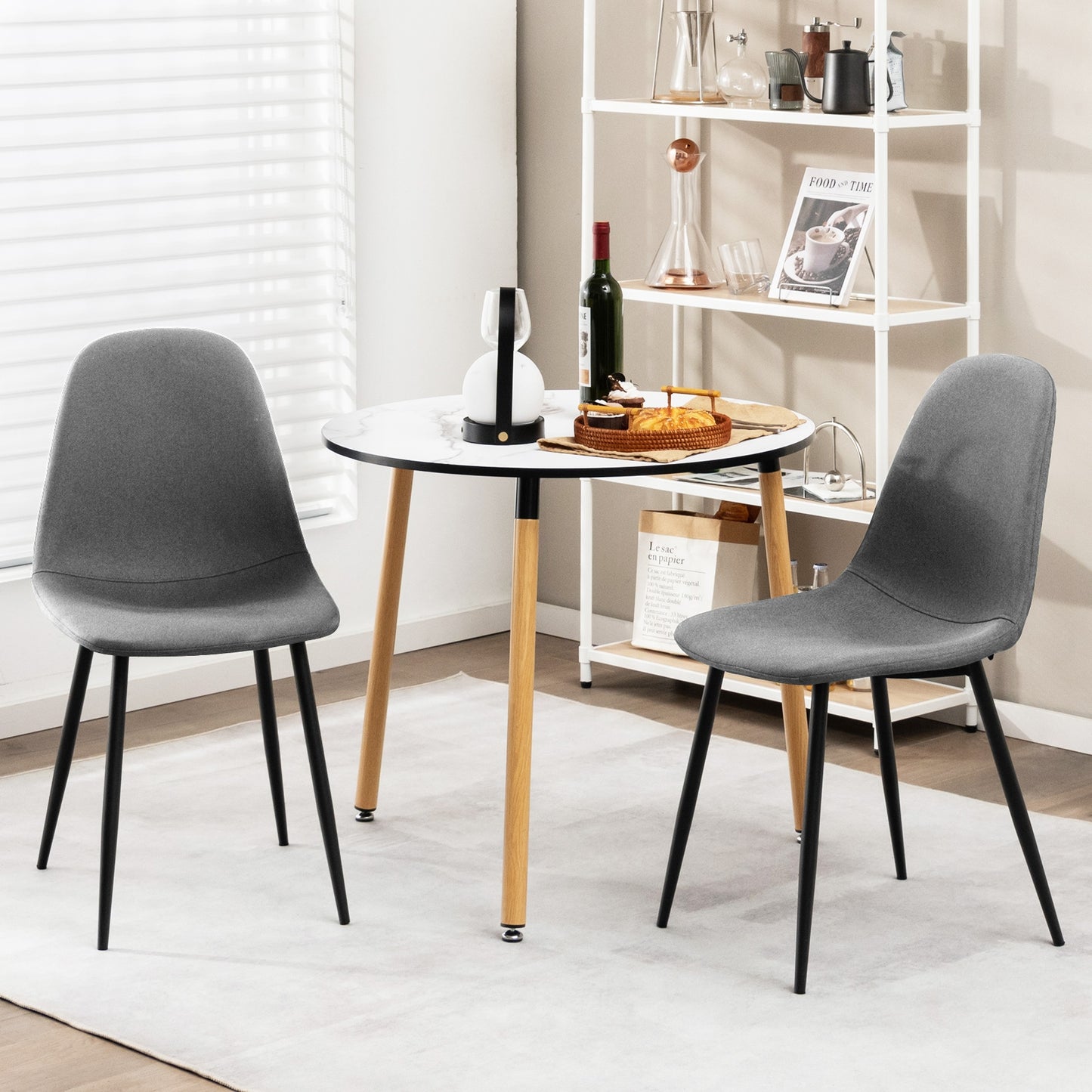 Modern Dining Chairs with Durable Black Metal Legs and Upholstered Seats Set of 4